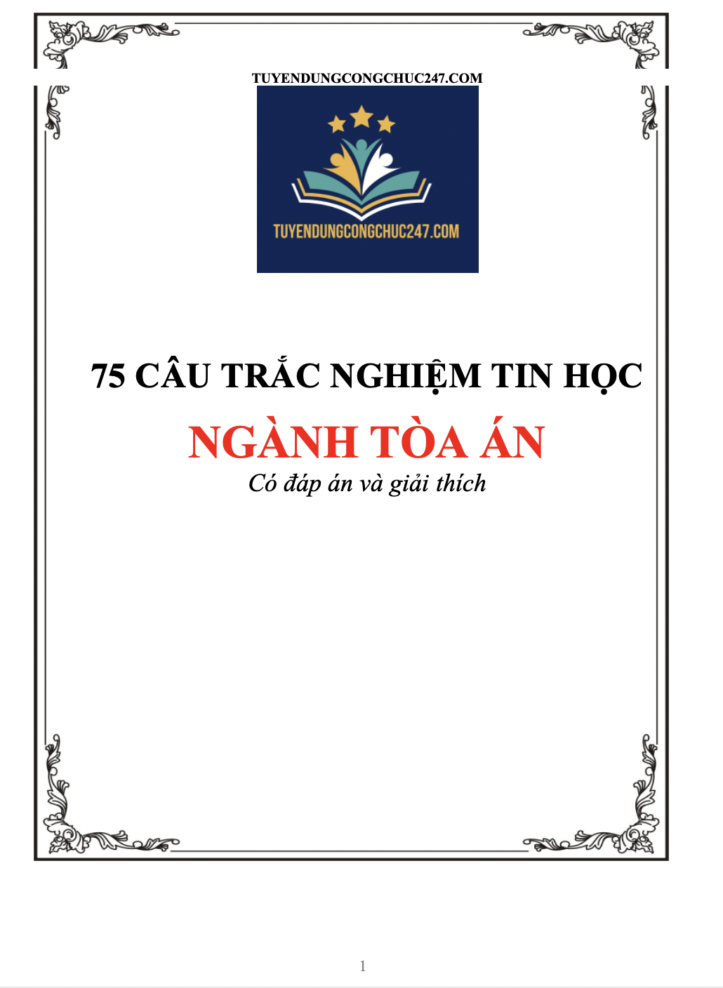 75 câu hỏi trắc nghiệm thi tin học tổng hợp ngành tòa án